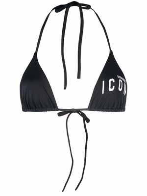 Dsquared2 Icon-print triangle bikini top - Black