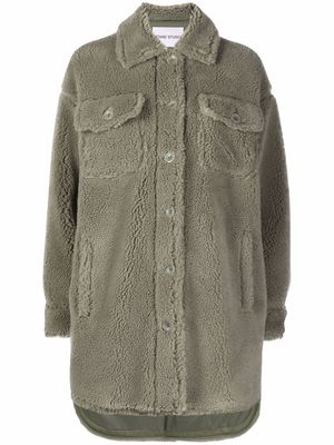 STAND STUDIO Sabi teddy-texture jacket - Green