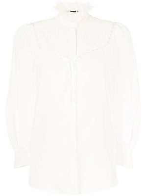 SHIATZY CHEN lace collar silk blouse - White