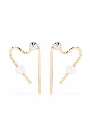 AZ FACTORY single pearl heart earrings - Gold