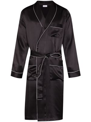 Zimmerli piped-trim belted silk robe - Black