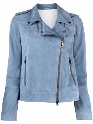Brunello Cucinelli zip-fastening biker jacket - Blue
