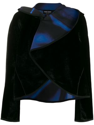 Giorgio Armani draped collar velvet jacket - Black