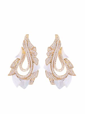 Ananya 18kt yellow gold Mogra Rising C-Clip pearl and diamond earrings