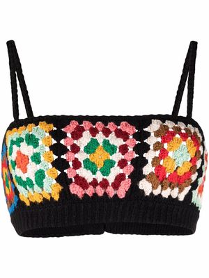 Alanui Positive Vibes hand-crochet bralette - Black