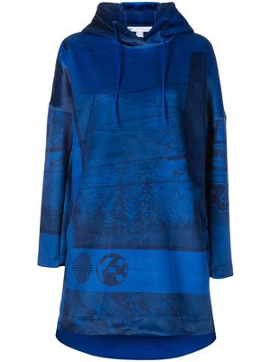 Y-3 Spacer Zine velvet graphic-print hoodie - Blue