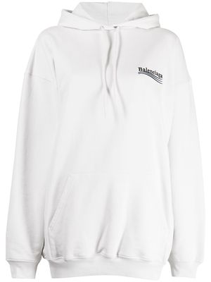 Balenciaga logo-print drop-shoulder hoodie - White