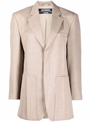 Jacquemus oversized wide-shoulder blazer - Neutrals