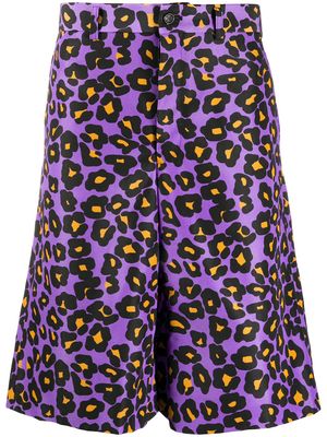 Comme Des Garçons Homme Plus leopard print knee-length shorts - Purple