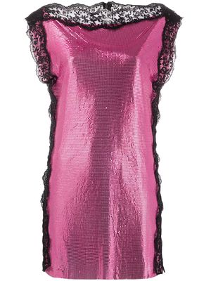 Christopher Kane chainmail lace mini dress - Pink