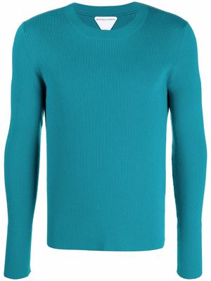 Bottega Veneta crew-neck ribbed-knit jumper - Blue