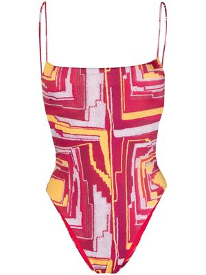 Sian Swimwear Kathrine abstract-print swimsuit - Red