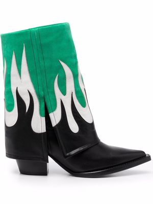Filles A Papa Fire leather ankle boots - Green