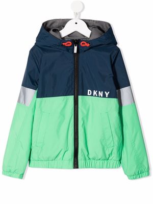 Dkny Kids colour-block hooded jacket - Green