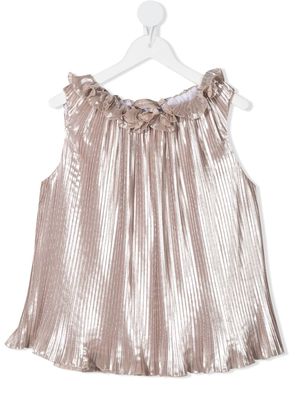 La Stupenderia Luce metallic pleated blouse - Neutrals
