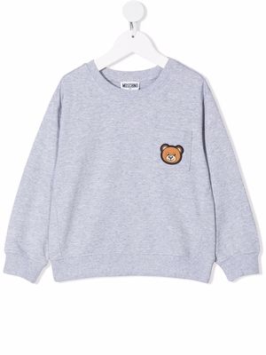 Moschino Kids Toy-Bear pocket jumper - Grey