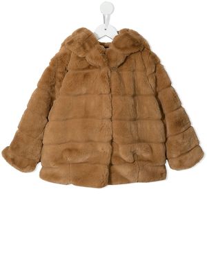 Apparis hooded faux-fur coat - Brown