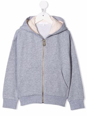 Chloé Kids logo-embroidered hoodie - Grey