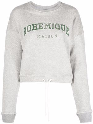 Maison Bohemique logo-printed drawstring sweatshirt - Grey