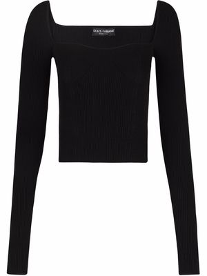 Dolce & Gabbana ribbed-knit square-neck jumper - Black