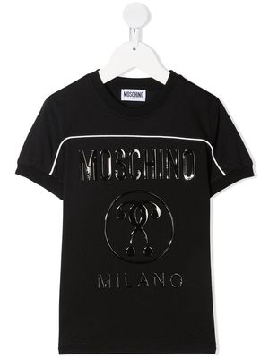 Moschino Kids wet-look logo print t-shirt - Black