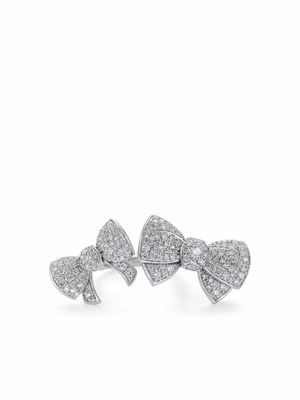 David Morris 18kt white gold Beaux double diamond ring - Silver