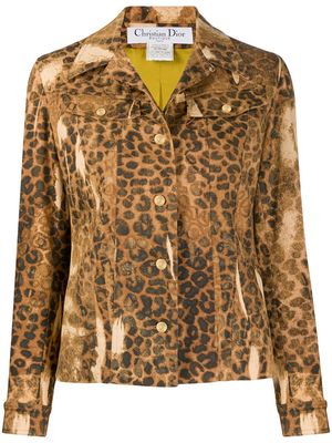 Christian Dior 2000 pre-owned leopard print denim jacket - Neutrals