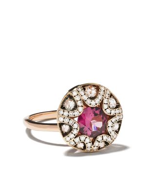 Selim Mouzannar 18kt rose gold diamond rhodolite Mille et Une Nuits ring