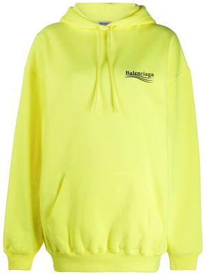 Balenciaga logo print cotton hoodie - Yellow