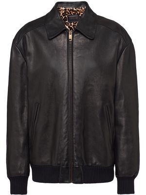 Prada leather bomber jacket - Black