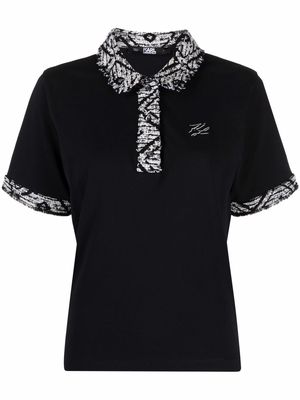 Karl Lagerfeld bouclé collar polo shirt - Black