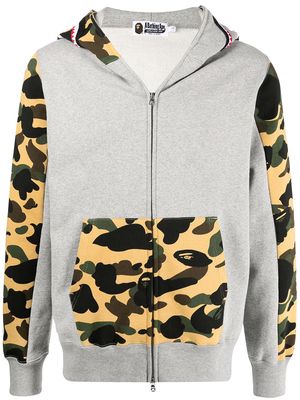 A BATHING APE® panelled camouflage-print hoodie - Grey