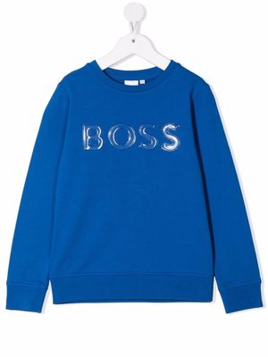 BOSS Kidswear embossed-logo sweatshirt - Blue