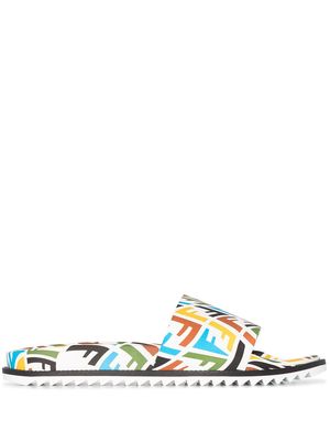 Fendi FF Vertigo print slides - White