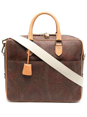 ETRO paisley jacquard canvas briefcase - Red