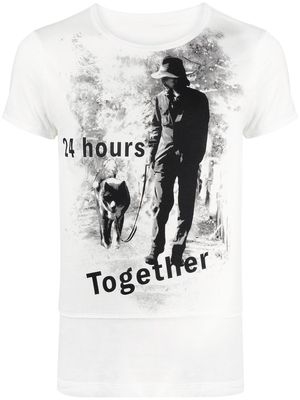 Yohji Yamamoto slogan-print cotton T-shirt - White