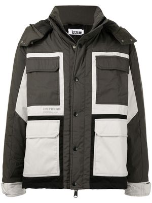 izzue colour-block hooded jacket - Grey