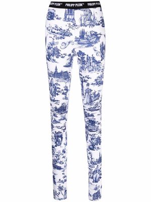 Philipp Plein embroidered high-rise leggings - Blue