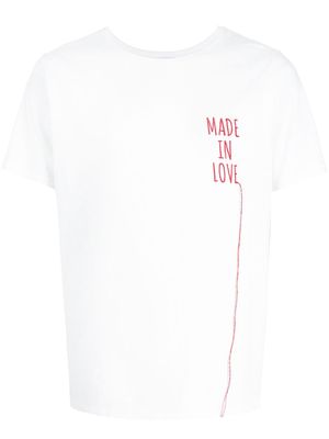 Ports V slogan-embroidered cotton T-shirt - White