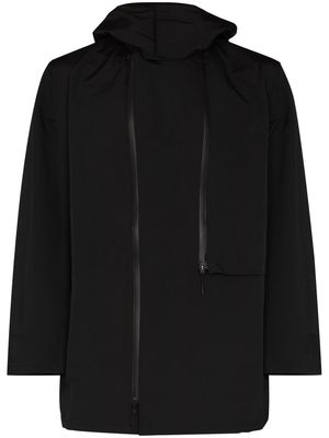 Y-3 zip-up hooded parka coat - Black
