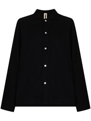 TEKLA long-sleeve cotton pyjama shirt - Black