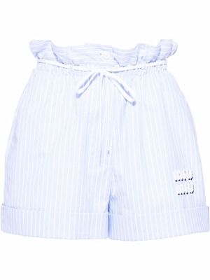 Miu Miu stripe-print cotton oxford shorts - Blue