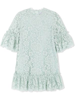 Dolce & Gabbana Kids lace ruffle-trim dress - Blue