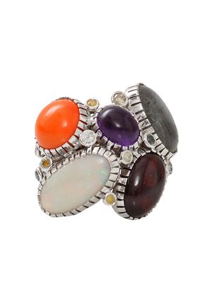 BOAZ KASHI 18kt white gold, opal, moonstone, amethyst and agate wire wrap ring - WHTGOLD