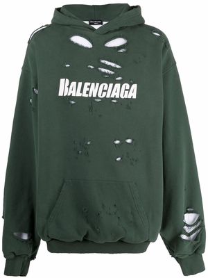 Balenciaga destroyed logo hoodie - Green