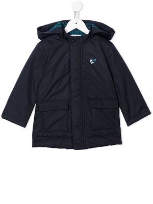 Familiar hooded long-sleeved coat - Blue