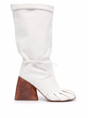 Angelo Figus block heel knee boots - White