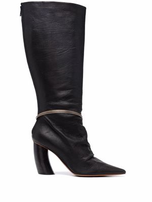 Angelo Figus ring detail leather boots - Black