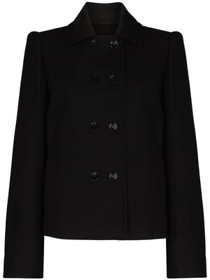 Lemaire double-breasted high neck coat - Black