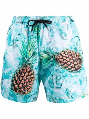 Philipp Plein pineapple skies swim shorts - Blue